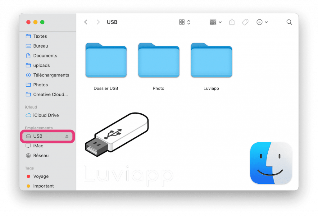 Afficher clé USB Finder macOS