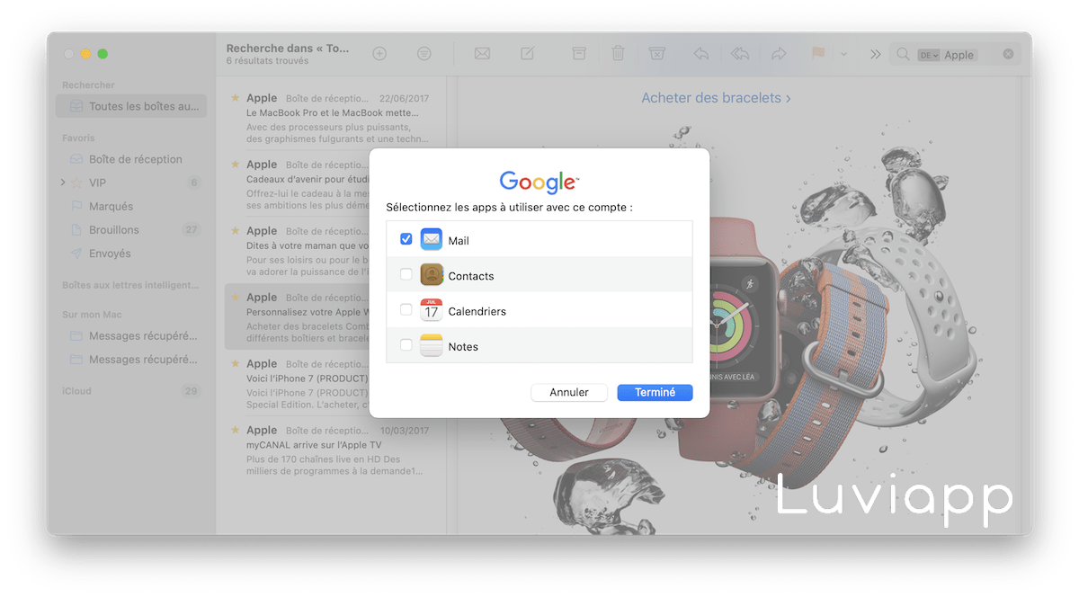 Ajouter services Google Mac