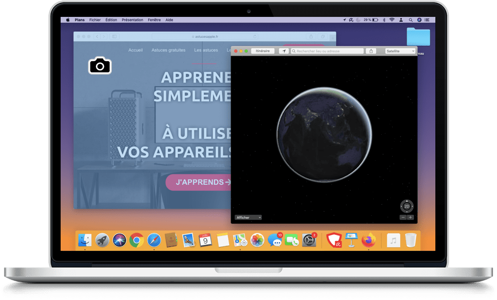 Capture d'écran sur Mac sélection d'une zone ou d'un menu
