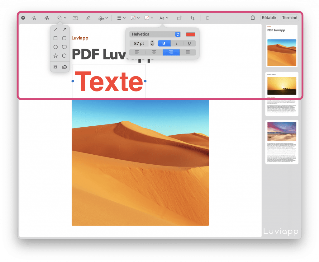 Comment ajouter du texte PDF Mac QuickLook
