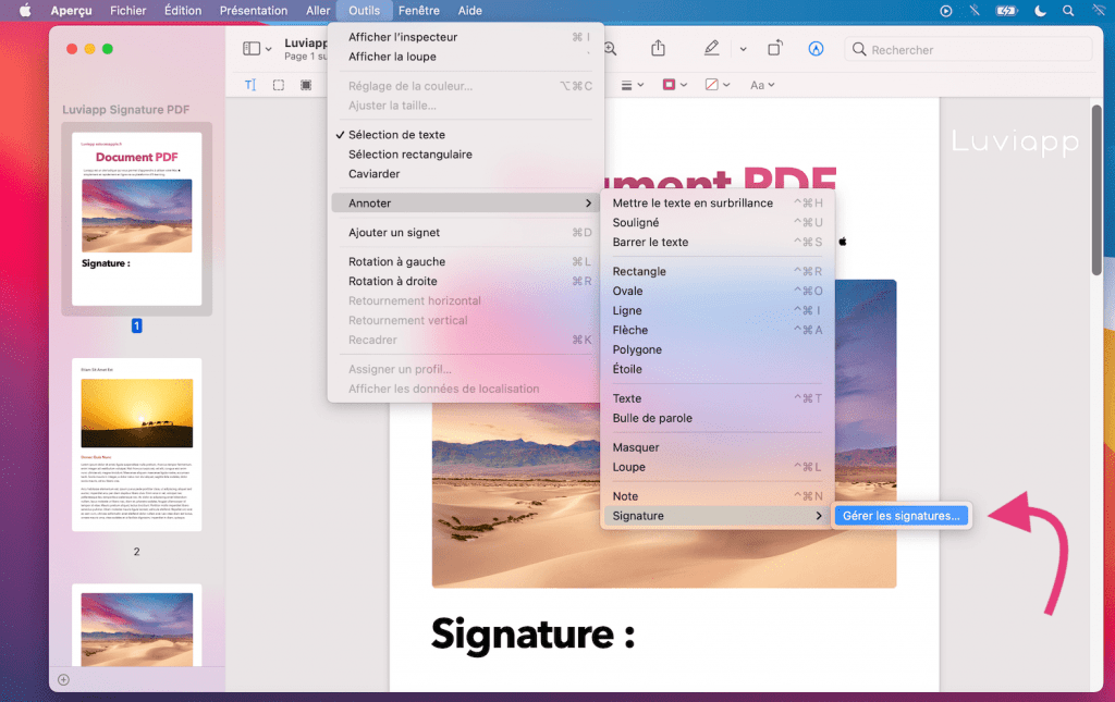 Comment créer une signature sur Mac