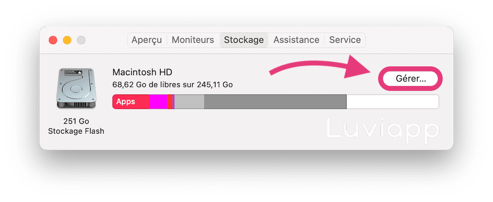 Gérer l'espace de stockage disque dur Mac