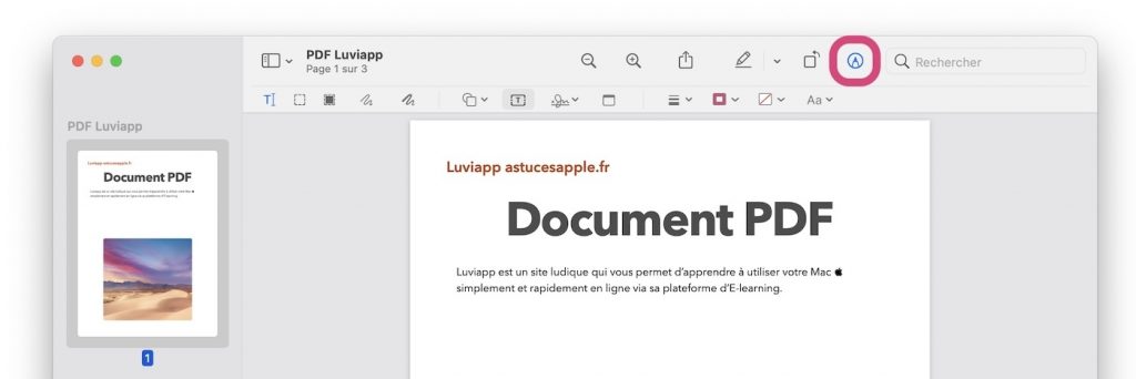 Ouvrir barre d'annotation texte pdf mac