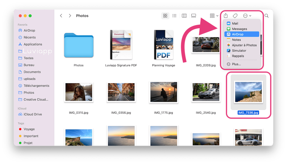 Partager des fichiers avec airdrop macOS