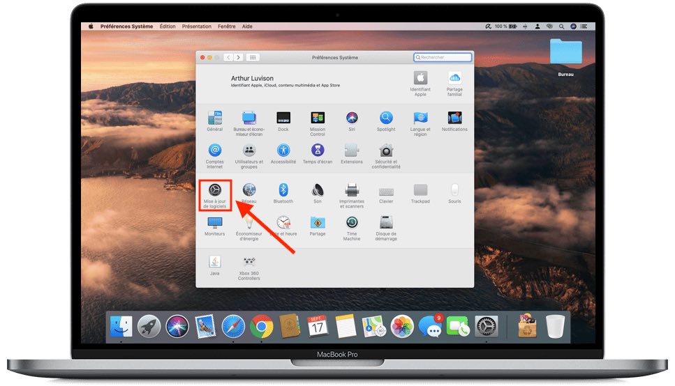 Ouvrir les réglages macOS Big Sur mise à jour