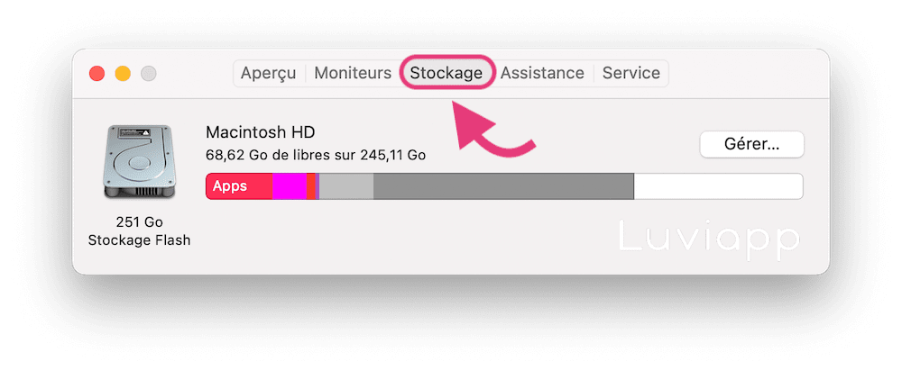 Stockage libérer de l'espace sur macOS