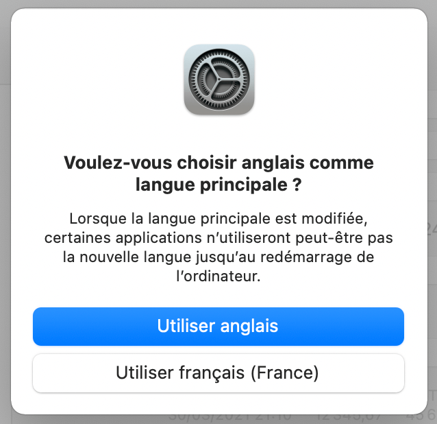Utilisation langue principale Mac Apple