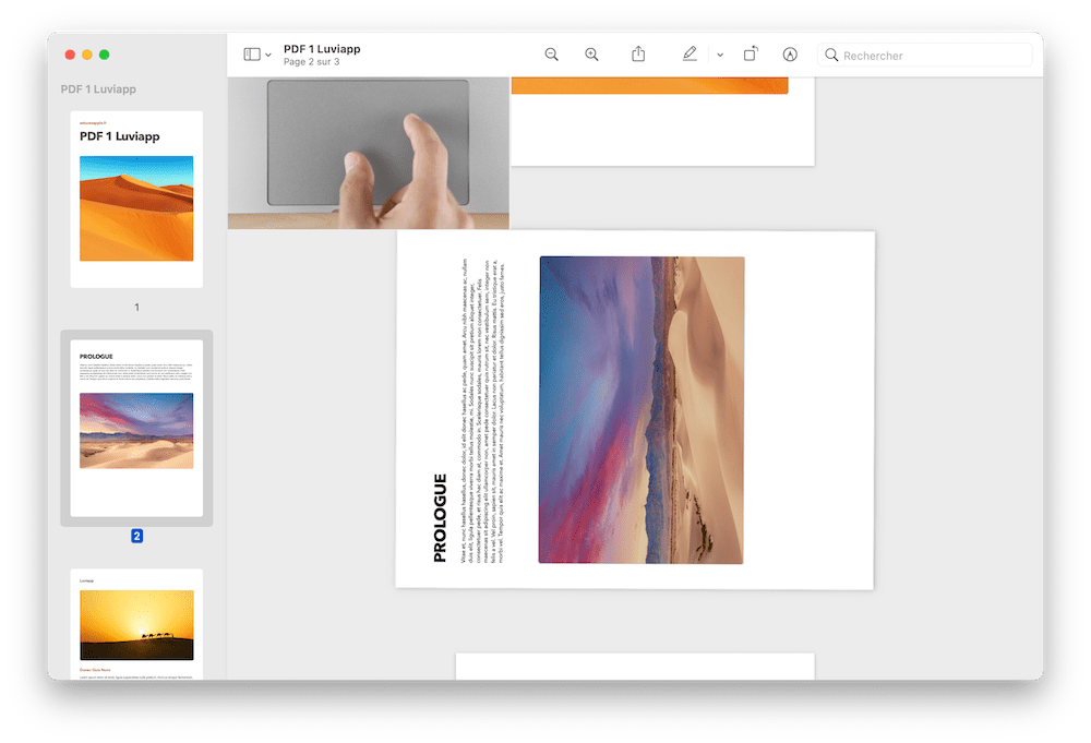 Retourner pages fichiers PDF Mac