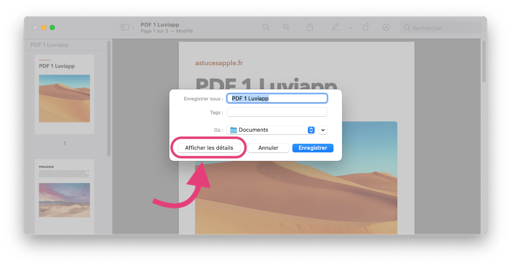 Afficher les détails pdf mac mot de passe