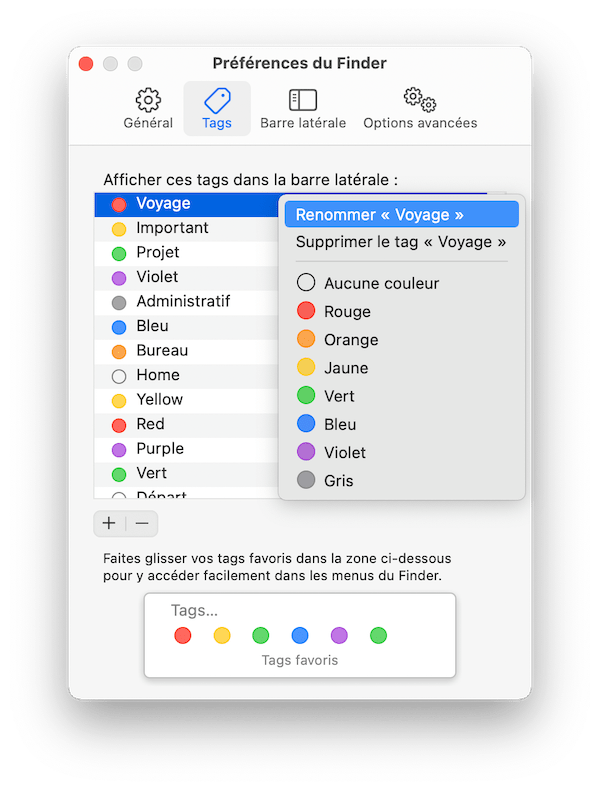 Renommer tags macOS