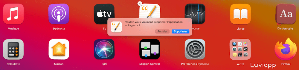 Supprimer applications macOS